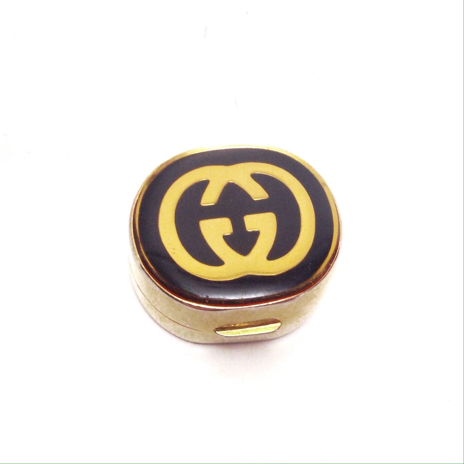 GUCCI Vintage Red & Green Enamel Gold Plated Pill Box