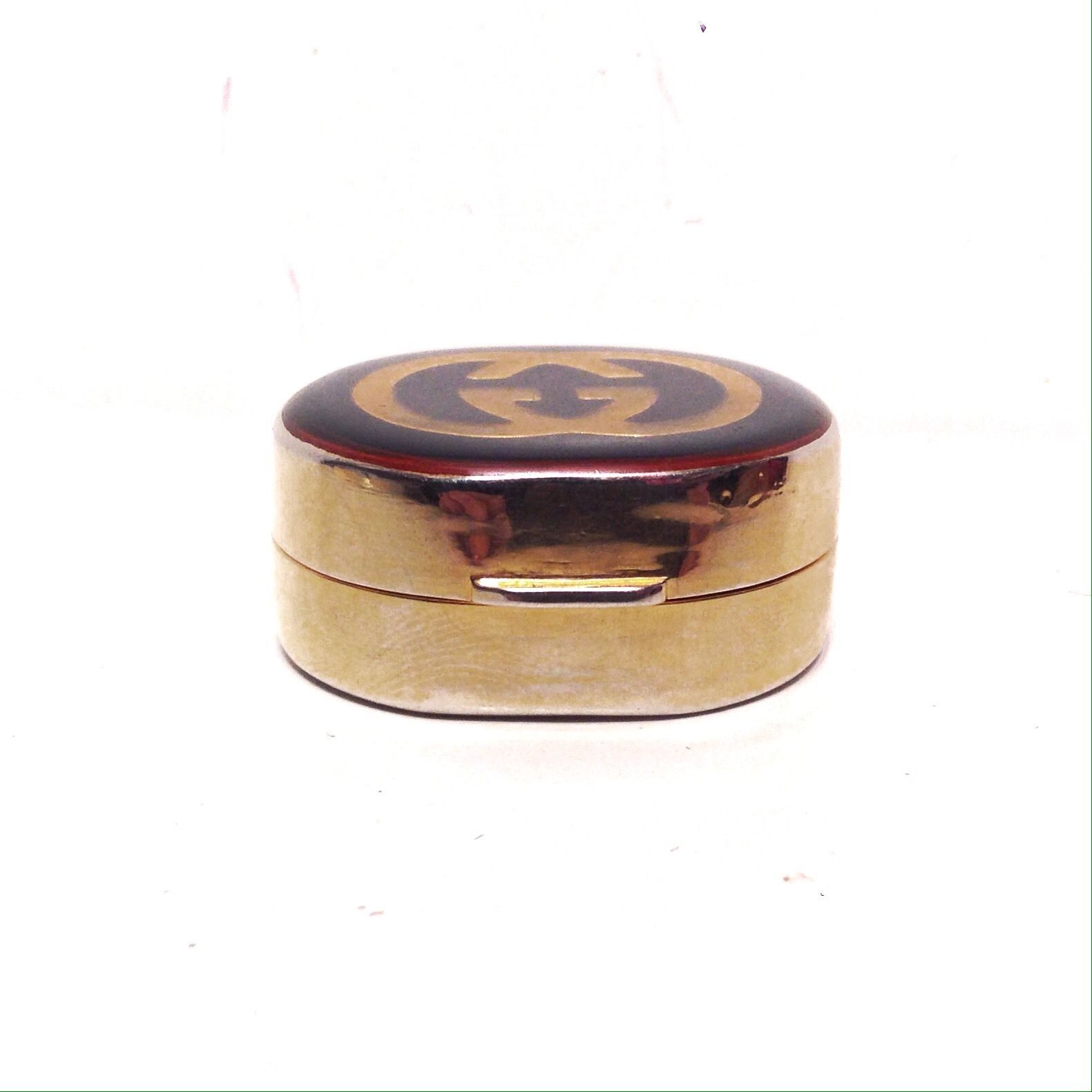 Gucci Pill Box Container Vintange 1970 Gold Plated